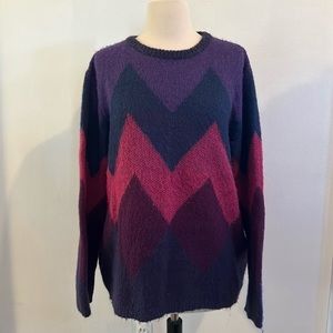 Gemelli Italian Mohair blend sweater purple pink chevron size large women’s